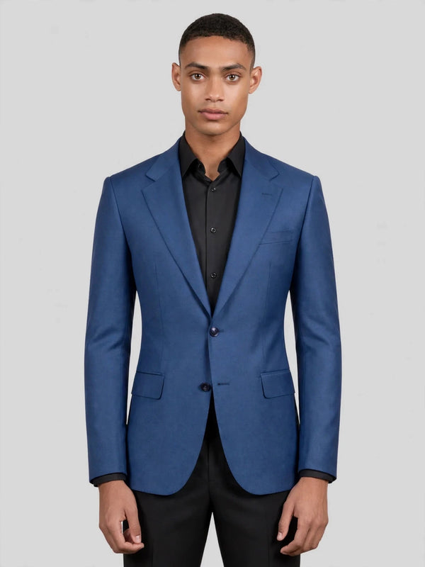 Steel Blue Two-Button Notch-Lapel Suit Jacket 04
