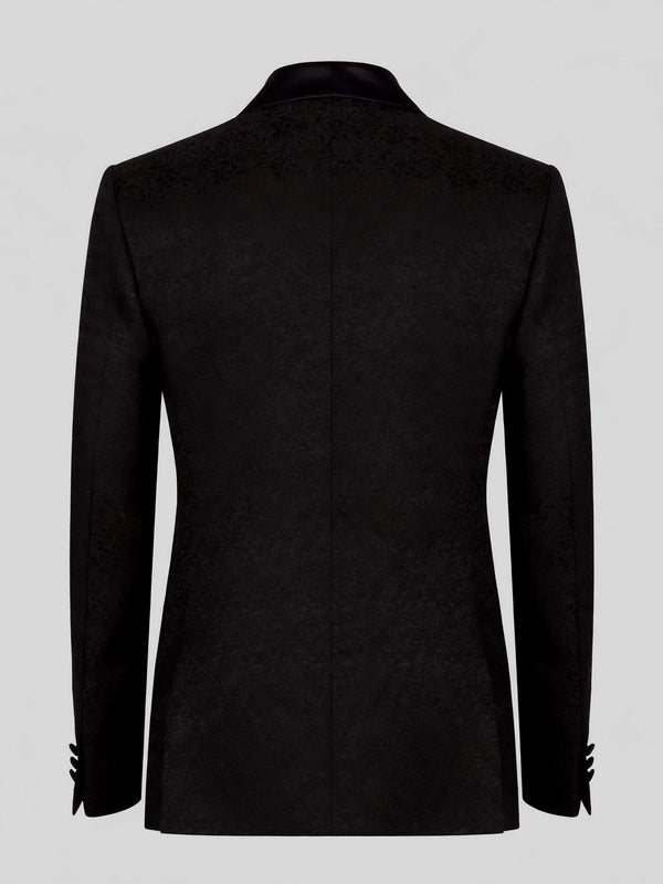 Onyx Textured Satin-Welt Peak-Lapel Tuxedo Jacket 09