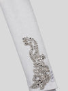 Ivory Silver Crystal Floral Diagonal Shawl-Collar Tuxedo Jacket 10