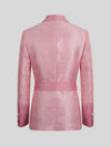 Blush Pink Silver-Speckle Satin Sash-Belt Shawl-Collar Tuxedo Jacket 09