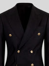 Onyx Gold-Button Slant-Flap Peak-Lapel Double-Breasted Suit Jacket 08