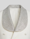 Ivory Silver Crystal-Mesh Shawl-Collar Double-Breasted Tuxedo Jacket 08