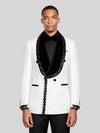 Ivory Jet-Leaf Velvet Shawl-Collar Double-Breasted Tuxedo Jacket 06