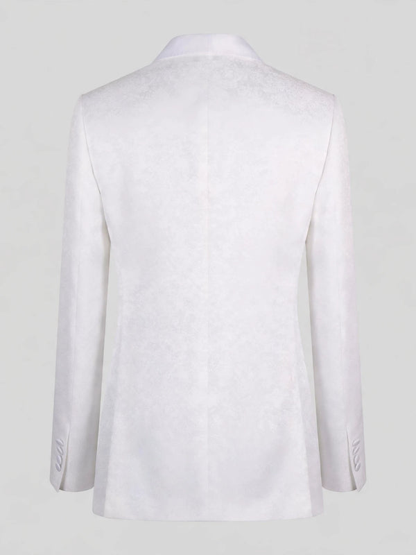 Ivory Jacquard Jetted-Pocket Satin Shawl-Collar Tuxedo Jacket 09