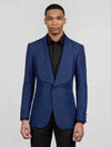 Royal Sapphire Diamond-Textured Shawl-Collar Tuxedo Jacket 04