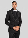 Onyx Jet Crystal-Mesh Shawl-Collar Double-Breasted Tuxedo Jacket 05
