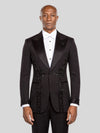 Onyx Jet Lace-Motif Peak-Lapel Tuxedo Jacket - cover