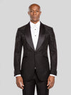 Onyx Silver Rain-Dot Shawl-Collar Tuxedo Jacket - cover