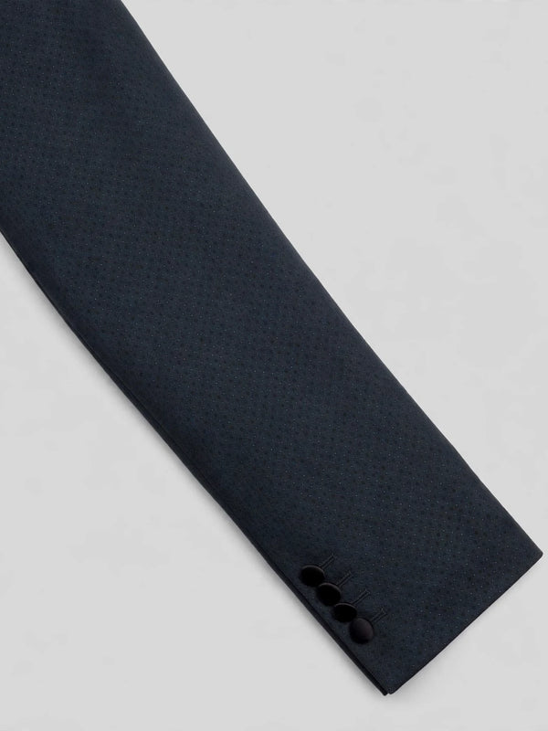 Slate Grey Diamond-Texture Satin Shawl-Collar Tuxedo Jacket 10