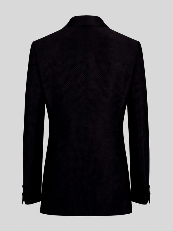 Onyx Diamond-Texture Shawl-Collar Tuxedo Jacket 09