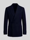 Midnight Navy Patch-Pocket Pick-Stitch Peak-Lapel Double-Breasted Tuxedo Jacket 07