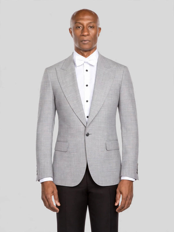 Pearl Grey Check Single-Button Peak-Lapel Suit Jacket - cover