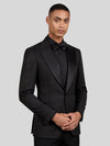 Onyx Textured Satin-Welt Peak-Lapel Tuxedo Jacket 06