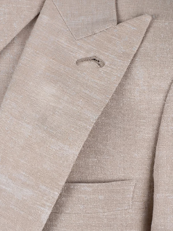Oatmeal Single-Button Peak-Lapel Suit Jacket 08