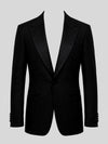 Onyx Textured Satin-Welt Peak-Lapel Tuxedo Jacket 07