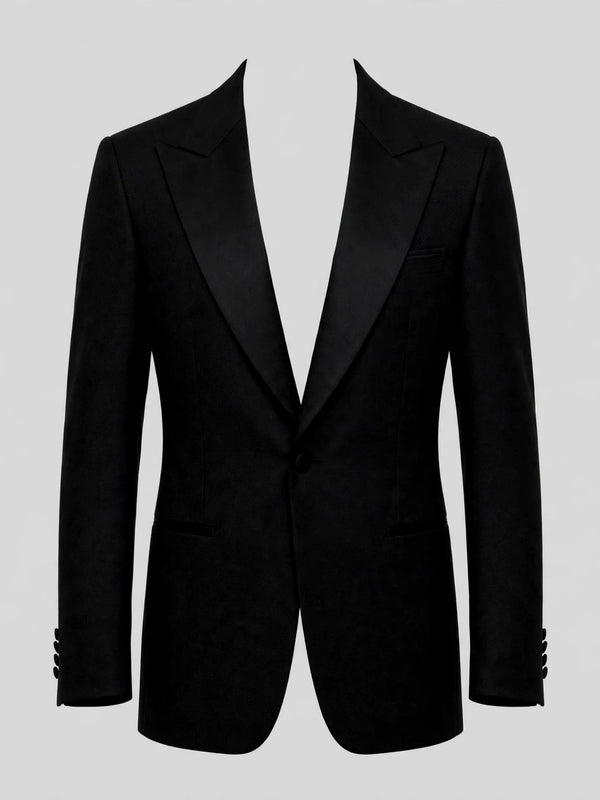 Onyx Textured Satin-Welt Peak-Lapel Tuxedo Jacket 07