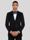 Onyx Jet Beaded Drip Peak-Lapel Double-Breasted Tuxedo Jacket 02