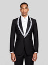 Onyx Silver Crystal-Trim Shawl-Collar Tuxedo Jacket 01