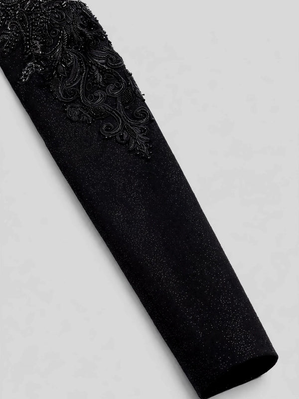 Onyx Jet Beaded-Swirl Shawl-Collar Tuxedo Jacket 10