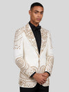 Ivory Gold Crystal Mandala Peak-Lapel Tuxedo Jacket 06