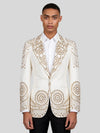 Ivory Gold Crystal Mandala Peak-Lapel Tuxedo Jacket 01