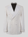 Ivory White Houndstooth Satin Peak-Lapel Double-Breasted Tuxedo Jacket 07