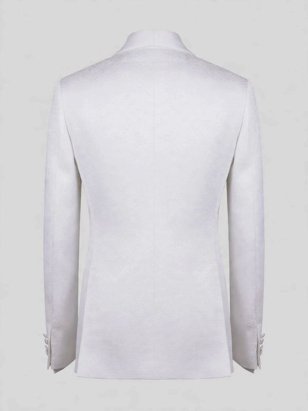 Ivory Silver Rope-Trim Crystal-Grid Shawl-Collar Double-Breasted Tuxedo Jacket 09