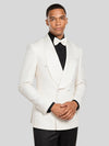 Ivory Textured Satin Shawl-Collar Double-Breasted Tuxedo Jacket 05