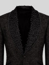 Onyx Jet Floral Shawl-Collar Tuxedo Jacket 08