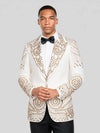 Ivory Gold Crystal Medallion Peak-Lapel Tuxedo Jacket 02