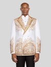 Ivory Gold Crystal Cascade Peak-Lapel Double-Breasted Tuxedo Jacket - cover