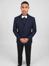 Midnight Navy Bold Pick-Stitch Patch-Pocket Peak-Lapel Double-Breasted Tuxedo Jacket 05