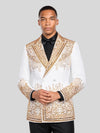 Ivory Gold Crystal Cascade Peak-Lapel Double-Breasted Tuxedo Jacket 06