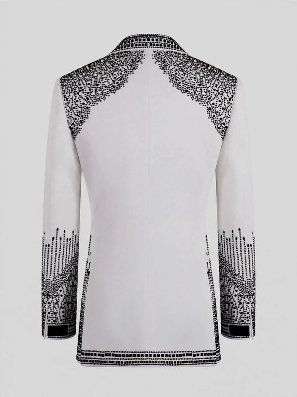 Ivory Jet Bead-Cascade Peak-Lapel Double-Breasted Tuxedo Jacket 09
