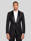 Onyx Jet Beaded Diagonal Shawl-Collar Tuxedo Jacket 01