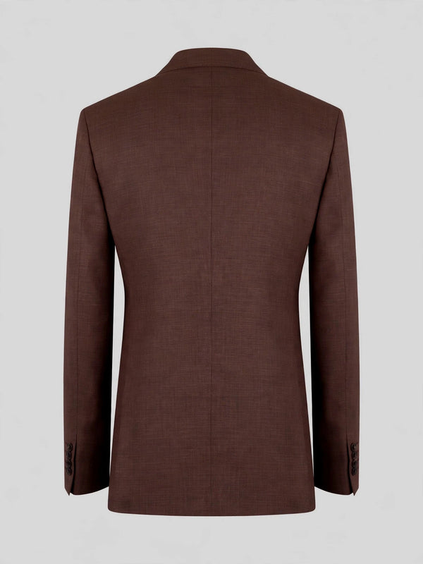 Chestnut Brown Single-Button Notch-Lapel Suit Jacket 09