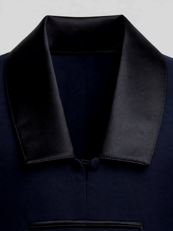 Midnight Navy Bib-Shawl Two-Button Tuxedo Jacket 08