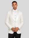 Ivory Grain-Textured Wide Shawl-Collar Tuxedo Jacket 03