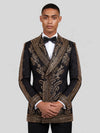Onyx Gold Fern Crystal Peak-Lapel Double-Breasted Tuxedo Jacket 02