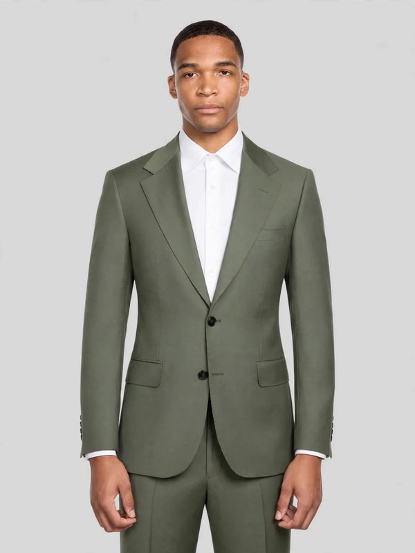 Sage Olive Two-Button Notch-Lapel Suit Jacket 01