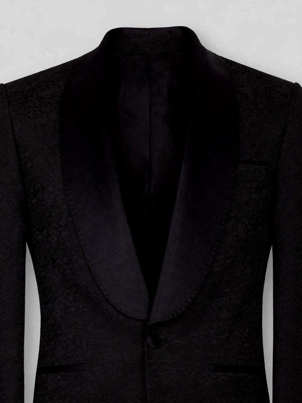 Onyx Textured Satin Shawl-Collar Tuxedo Jacket 08