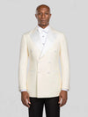 Cream White Satin Peak-Lapel Double-Breasted Tuxedo Jacket - cover
