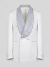 Ivory Silver Crystal-Mesh Shawl-Collar Double-Breasted Tuxedo Jacket 07