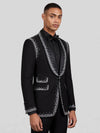 Onyx Silver Crystal Perimeter Shawl-Collar Tuxedo Jacket 06