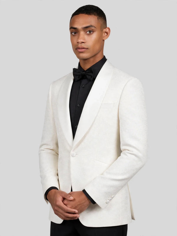 Ivory Slant-Pocket Satin Shawl-Collar Tuxedo Jacket 06