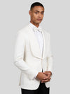 Ivory Diamond-Texture Shawl-Collar Tuxedo Jacket 03