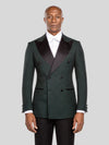 Forest Green Houndstooth Satin Peak-Lapel Six-Button Double-Breasted Tuxedo Jacket - cover