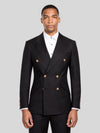 Onyx Gold-Button Slant-Flap Peak-Lapel Double-Breasted Suit Jacket 01