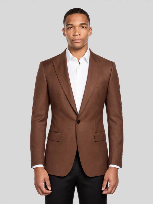 Chestnut Brown Single-Button Notch-Lapel Suit Jacket 01