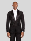 Onyx Jet Floral-Vine Shawl-Collar Tuxedo Jacket - cover